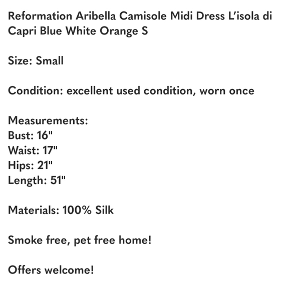 Anthropology Silk 100% Silk Reformation Aribella Camisole Midi Dress - Picture 14 of 15